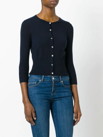 N•peal Cashmere Round Neck Cardigan In Blue