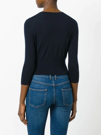 N•peal Cashmere Round Neck Cardigan In Blue