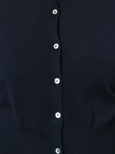 N•peal Cashmere Round Neck Cardigan In Blue