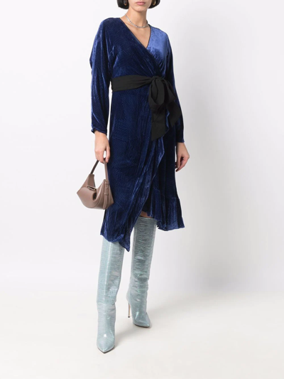 Shop Diane Von Furstenberg Tulisa Devoré-velvet Wrap Dress In Blue