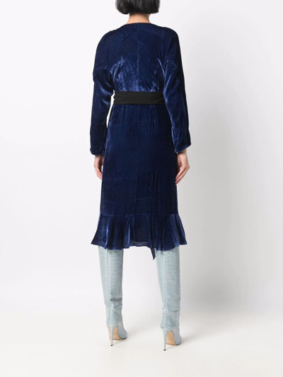 Shop Diane Von Furstenberg Tulisa Devoré-velvet Wrap Dress In Blue