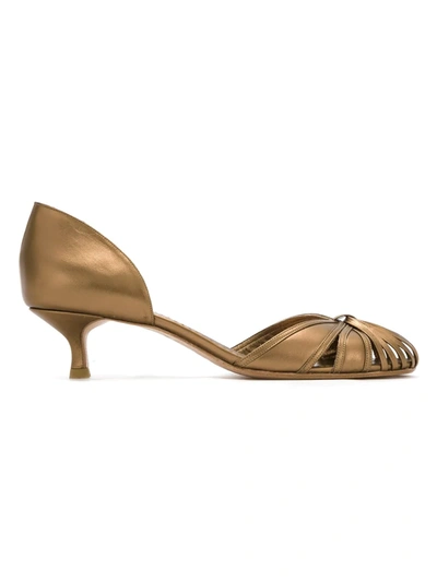 Shop Sarah Chofakian Leather Pumps In Metallic