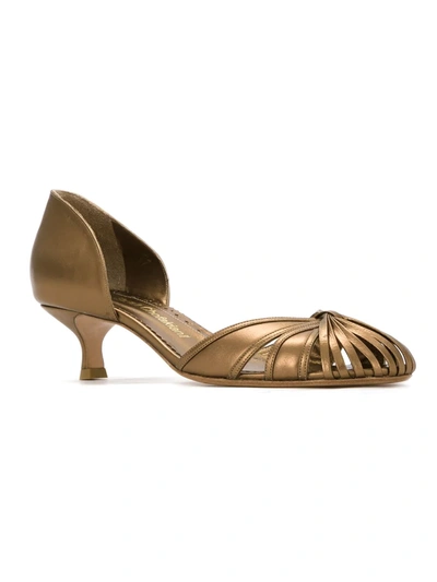 Shop Sarah Chofakian Leather Pumps In Metallic