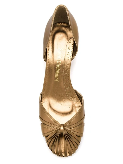 Shop Sarah Chofakian Leather Pumps In Metallic