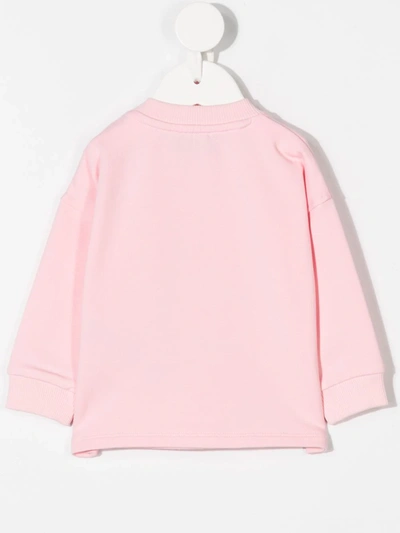 Shop Moschino Hologram Logo Patch Sweatshirt In Pink