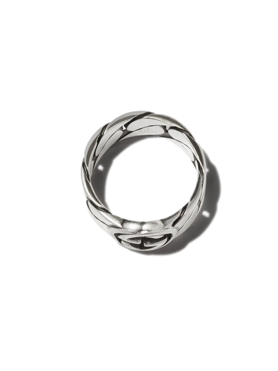 Shop Gucci Interlocking G Wide Band Ring In Silver
