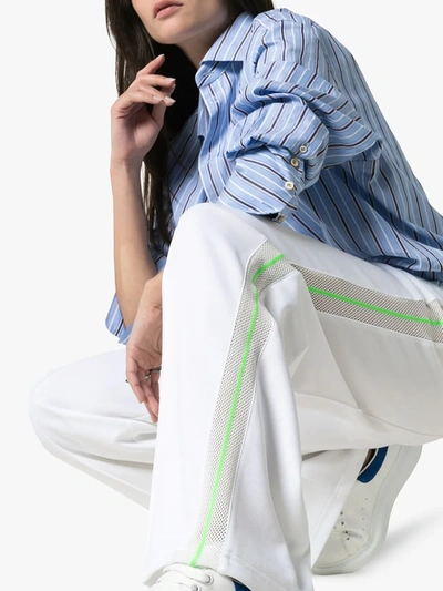 Shop Off-white Wide Leg Side Stripe Track Pants In White