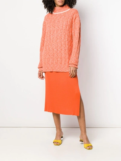 Cashmere In Love Cable Knit Sweater In Orange