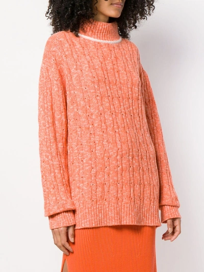 Cashmere In Love Cable Knit Sweater In Orange
