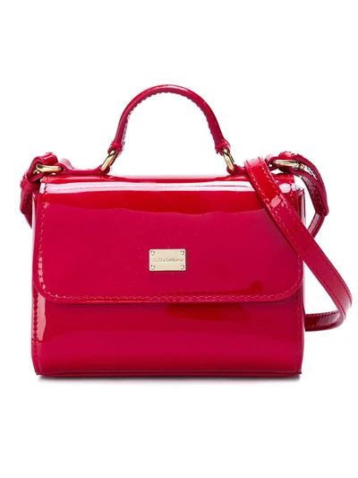 Shop Dolce & Gabbana Varnished Logo Bag In Red