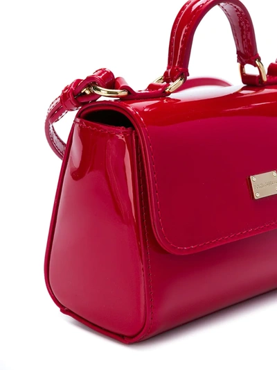 Shop Dolce & Gabbana Varnished Logo Bag In Red