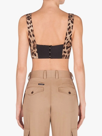 Shop Dolce & Gabbana Leopard-print Bustier Top In Brown