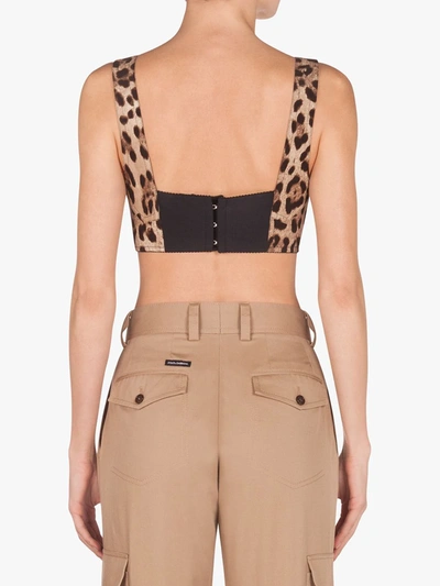 Dolce & Gabbana Leopard-print Bustier Top In Brown