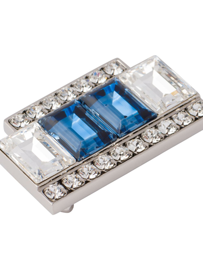 Shop Miu Miu Crystal-embellished Brooch In Silver