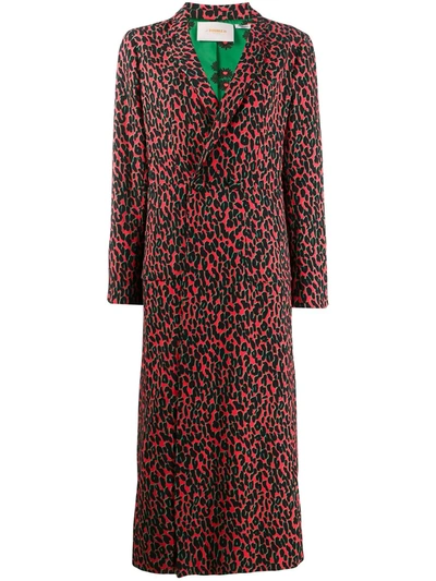Shop La Doublej Leopard Print Duster Coat In Red