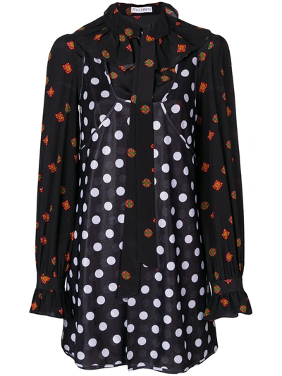 Shop Jw Anderson Polka Dot And Floral Print Dress In Black