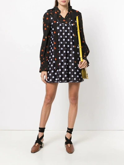 Shop Jw Anderson Polka Dot And Floral Print Dress In Black