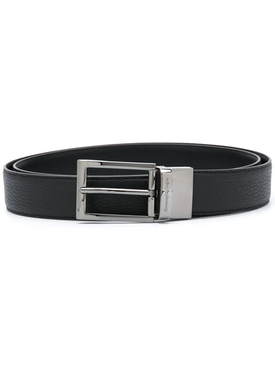 Shop Ermenegildo Zegna Logo-engraved Buckle Belt In Black