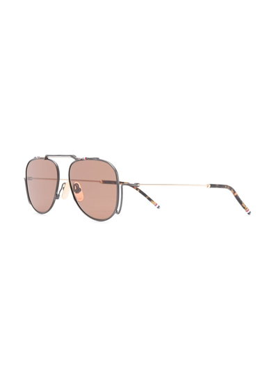 Shop Thom Browne Tb917 Pilot-frame Sunglasses In Black