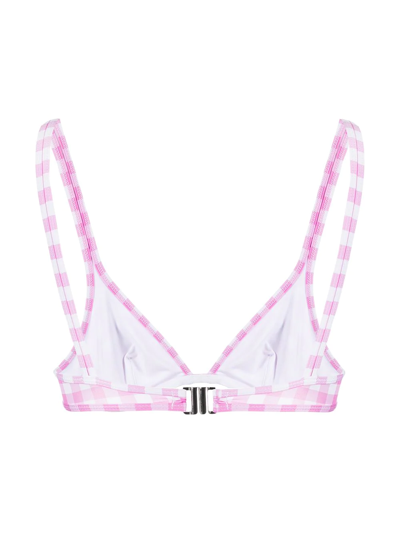 Ephemera Gingham Check Print Bikini Top In Rosa
