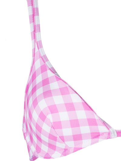 Ephemera Gingham Check Print Bikini Top In Rosa