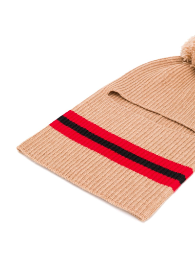 Cashmere In Love Wira Pompom Balaclava Hat In Neutrals