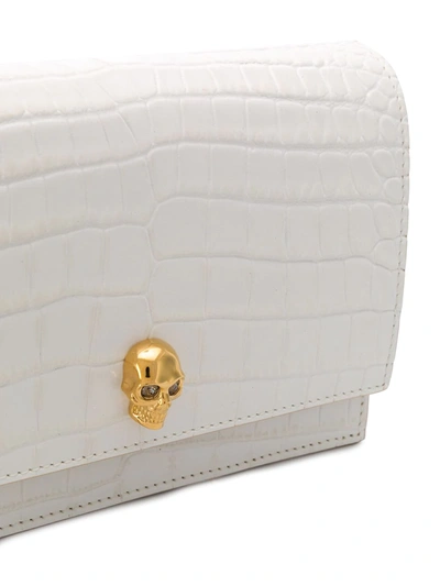 Shop Alexander Mcqueen Skull Crocodile-effect Shoulder Bag In White