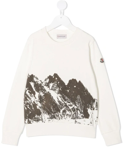 Shop Moncler Mountain Print Sweatshirt In White