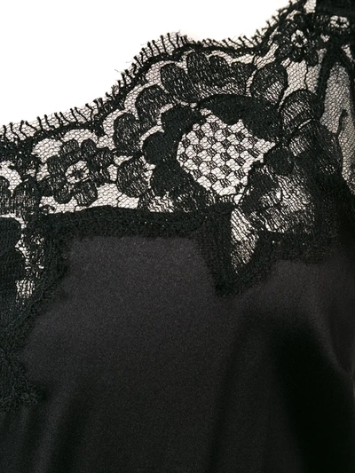 Shop Dolce & Gabbana Lace-detail Satin Slip Dress In Black