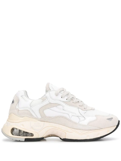 Shop Premiata Sharky Panelled Sneakers In White