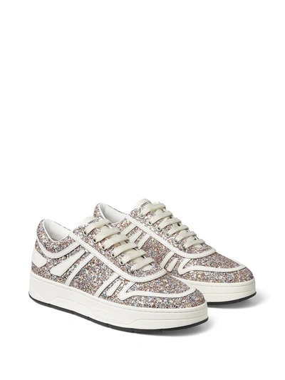 Shop Jimmy Choo Hawaii F Glow-in-the-dark Glitter Sneakers In Metallic