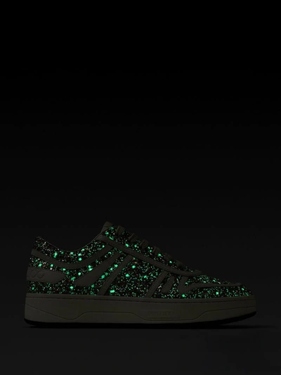 Shop Jimmy Choo Hawaii F Glow-in-the-dark Glitter Sneakers In Metallic