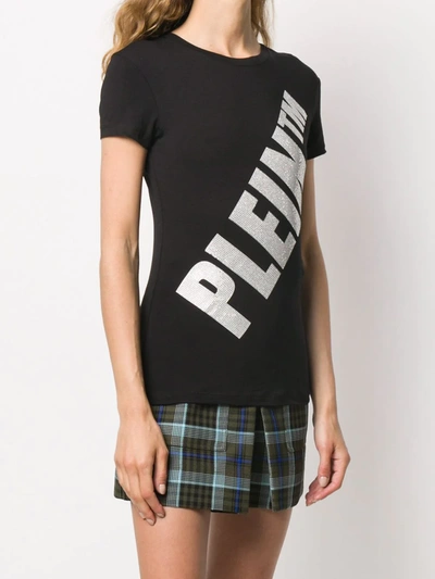 Shop Philipp Plein Crystal Logo T-shirt In Black