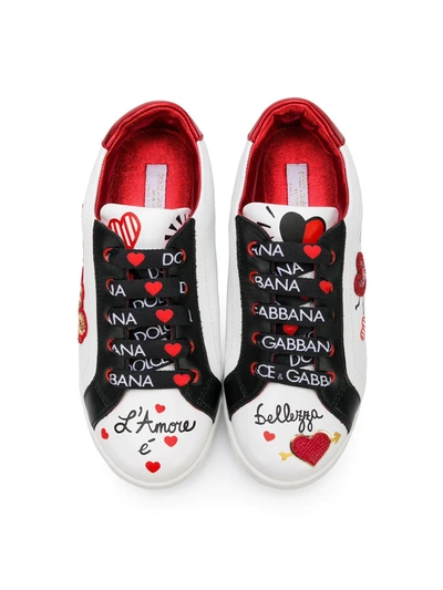 Shop Dolce & Gabbana Amore Patch Leather Sneakers In White