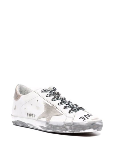 Golden Goose Super-star Love Print Sneakers In White