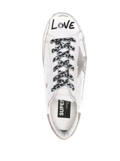 Golden Goose Super-star Love Print Sneakers In White