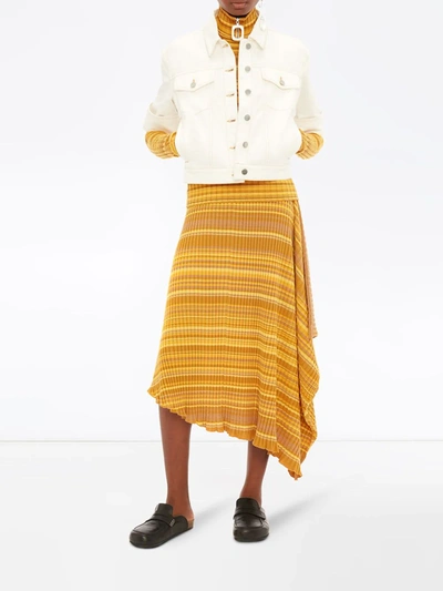 Shop Jw Anderson Striped Ribbed Infinity Skirt In Yellow