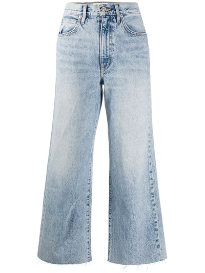 Slvrlake Grace Cropped Frayed High-rise Wide-leg Jeans In Blue