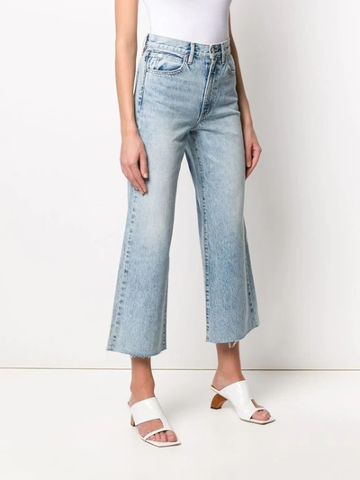 Slvrlake Grace Cropped Frayed High-rise Wide-leg Jeans In Blue