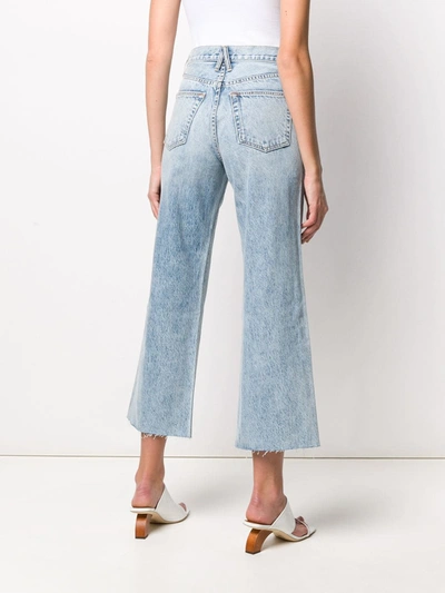 Slvrlake Grace Cropped Frayed High-rise Wide-leg Jeans In Blue