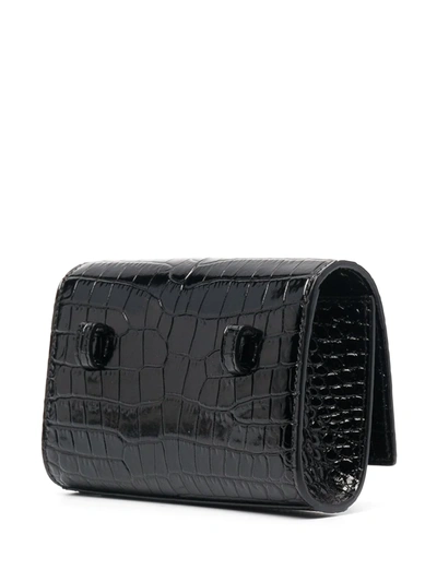Shop Saint Laurent Croc Effect Belt Bag In Black