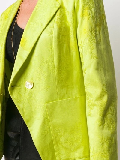 Pre-owned Saint Laurent 花卉提花双排扣西装夹克 In Green