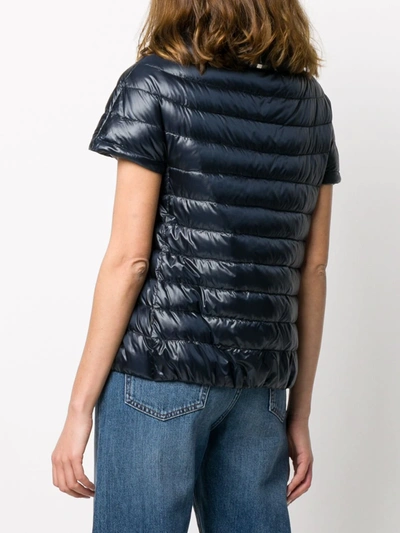 Shop Herno Great Short-sleeved Down Jacket In Blue