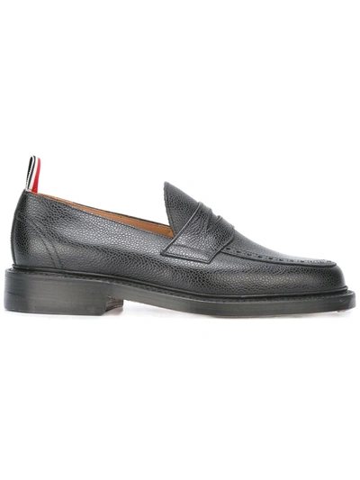 Shop Thom Browne Penny Loafer With Leather Sole In Black Pebble Grain