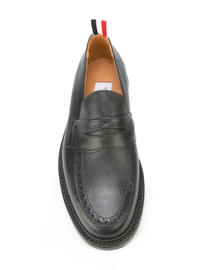 Shop Thom Browne Penny Loafer With Leather Sole In Black Pebble Grain