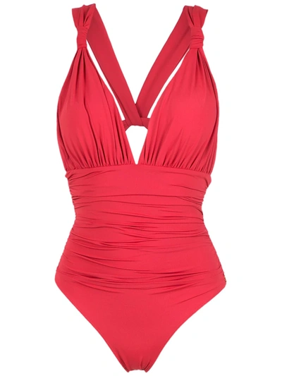 Shop Brigitte Cut Out Swimsuit In Red