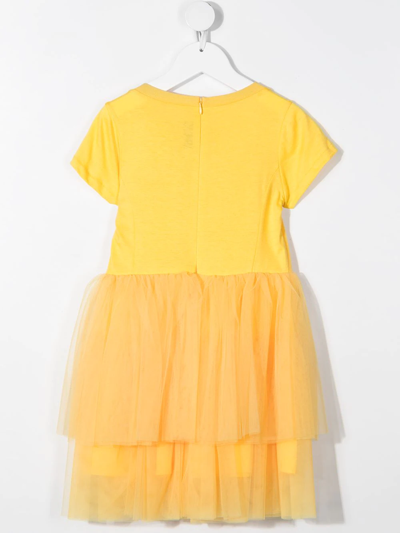 Shop Simonetta Ruffled Short-sleeved T-shirt Dress In Yellow