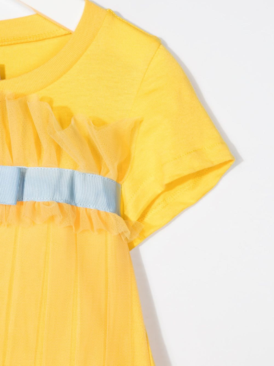 Simonetta Ruffled Short-sleeved T-shirt Dress In Yellow