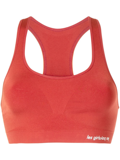 Shop Les Girls Les Boys Seamless Cropped Sports Bra In Red