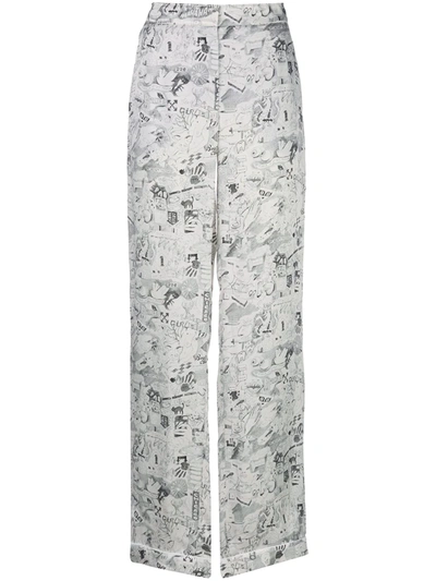 Shop Off-white Sketch Print Straight-leg Trousers In White